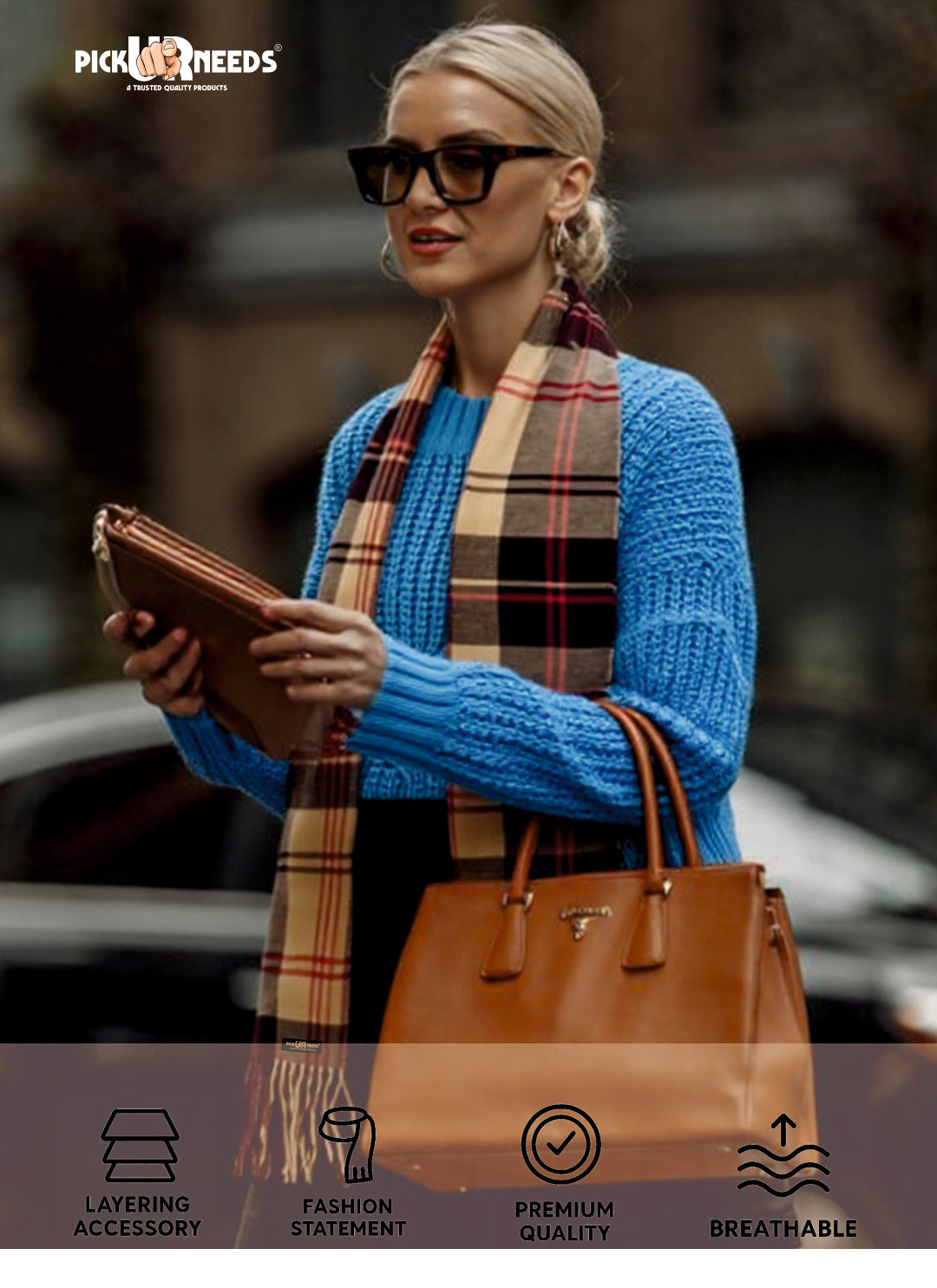 Pick Ur Needs Pure Cashmere Womens Winter Stylish Muffler Warm, Soft and Trendy Scarves for Cold W